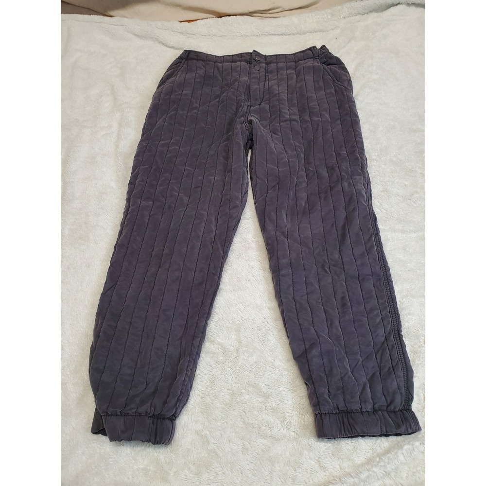 Free People Washed Gray Quilted Jogger Pants Tapered Cropped Pant 10 Casual